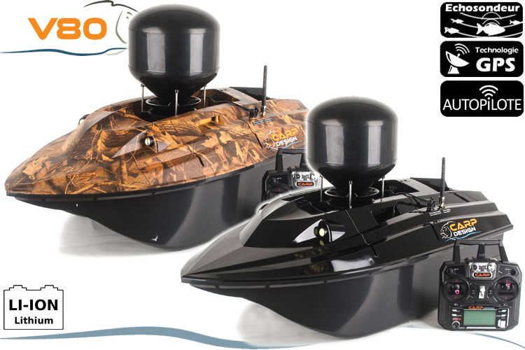 Bateau amorceur carp design new v50 support et amplificateur